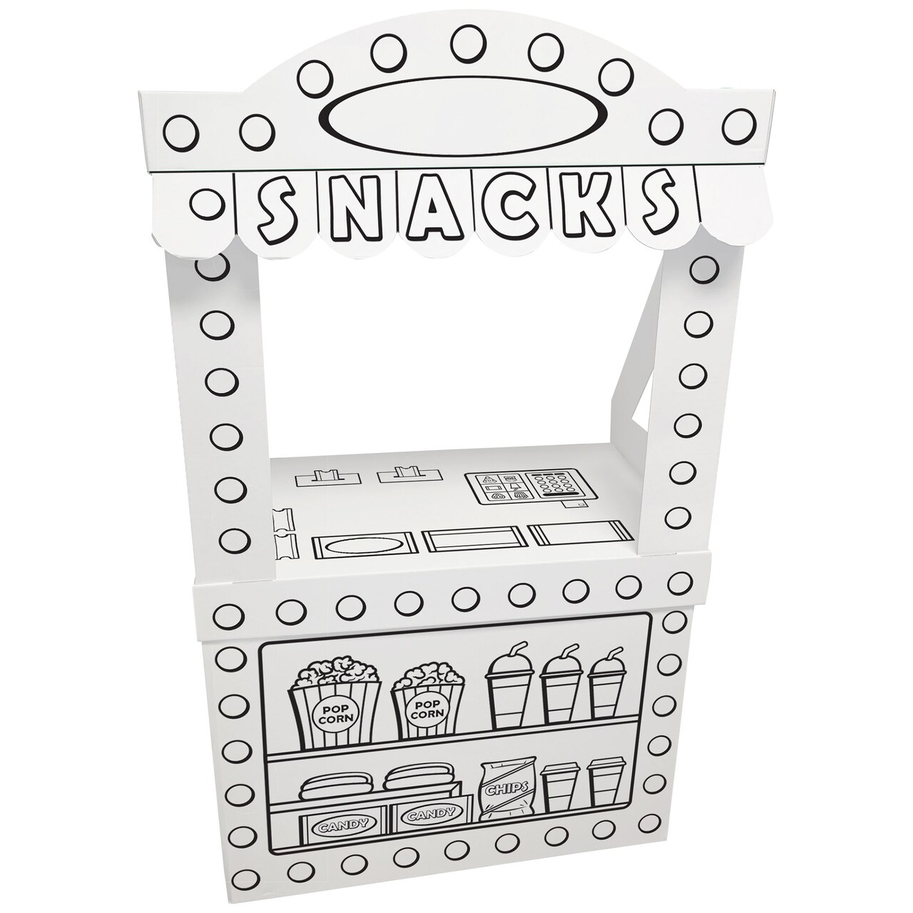 Easy Playhouse: Movie Theater Snack Stand - Decorate & Personalize A Cardboard Cinema, Color-Draw-Doodle, DIY Art & Crafts, 32 x 26.5 x 40.5", Kids 3+